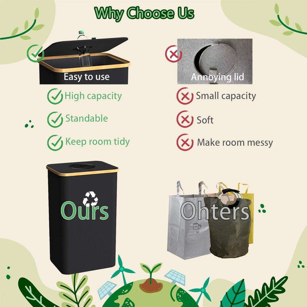 Recycling Bin for Kitchen Indoor Home, Large 100L/ 27 Gallon Recycle Bin with Lid Removeable
