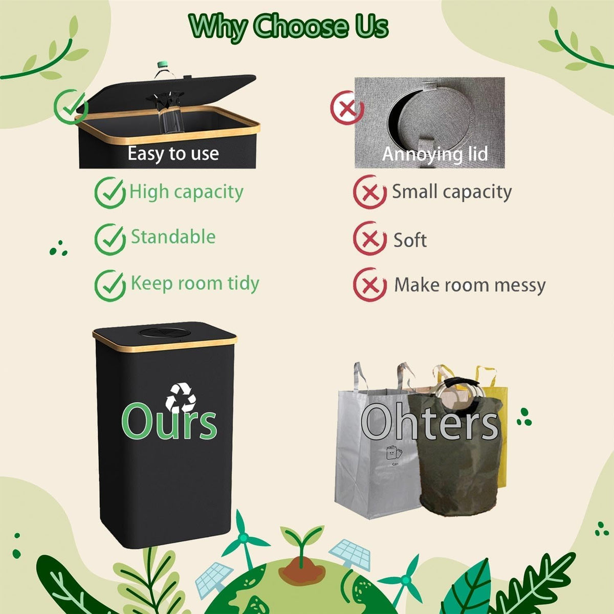 Recycling Bin for Kitchen Indoor Home, Large 100L/ 27 Gallon Recycle Bin with Lid Removeable