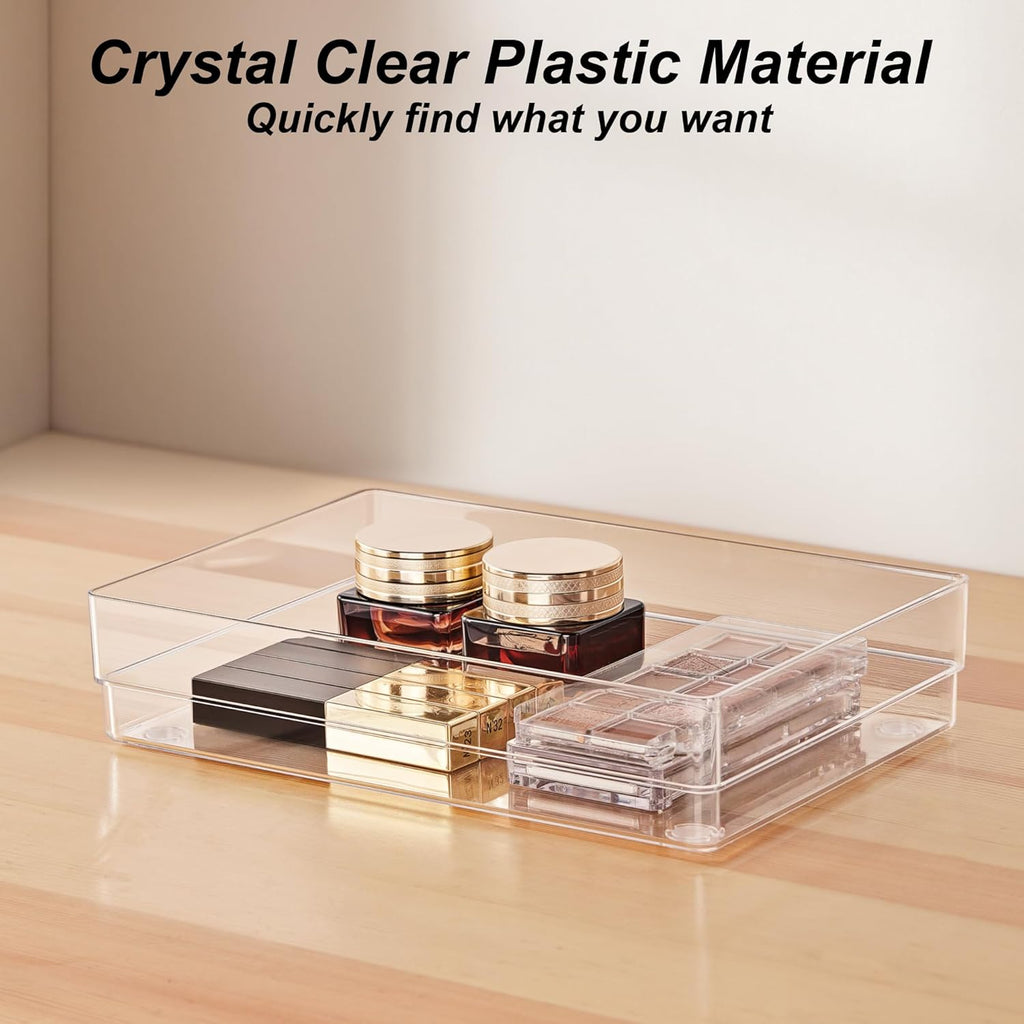 SMARTAKE 7-Piece Drawer Organizer with Non-Slip Silicone Pads, 4-Size Desk Drawer Organizer Trays
