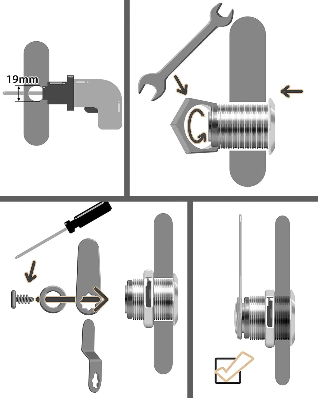 Cabinet Locks, 6 Pcs MoHern Keyed Alike 5/8 Inch (16mm) Rv Storage Lock, Cylinder Locks, Zinc Alloy