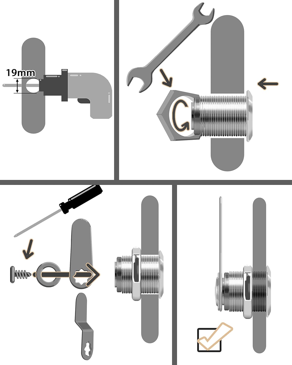 Cabinet Locks, 6 Pcs MoHern Keyed Alike 5/8 Inch (16mm) Rv Storage Lock, Cylinder Locks, Zinc Alloy