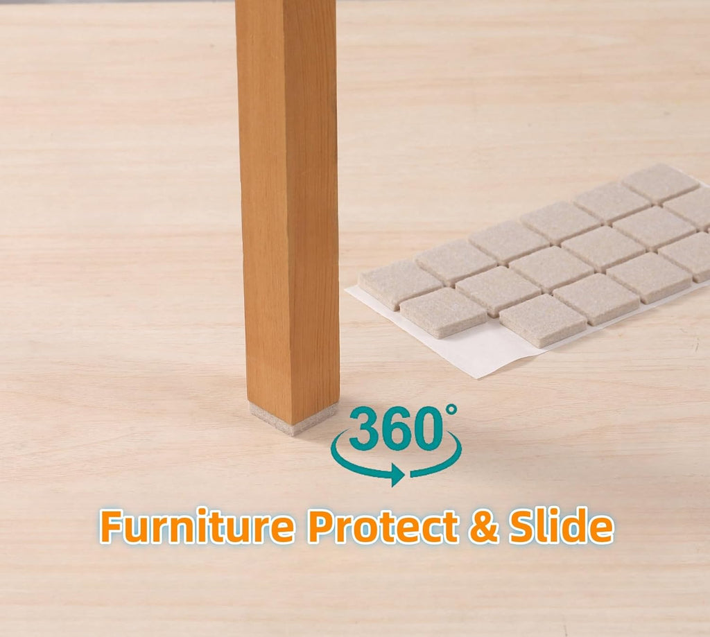 Furnigear Felt Furniture Pads for Hardwood Floor - Self Adhesive Chair Felt Pads, Floor Protector