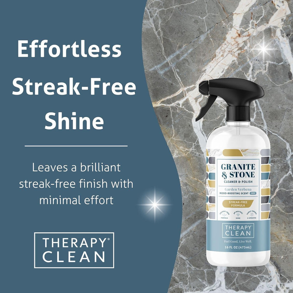 Therapy Granite Cleaner & Polish (2 Pack) - Granite Countertop Cleaner for Marble, Soapstone