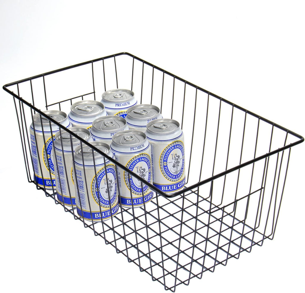 16inch Freezer Wire Storage Organizer Baskets, Household Refrigerator Bins with Built-in Handles