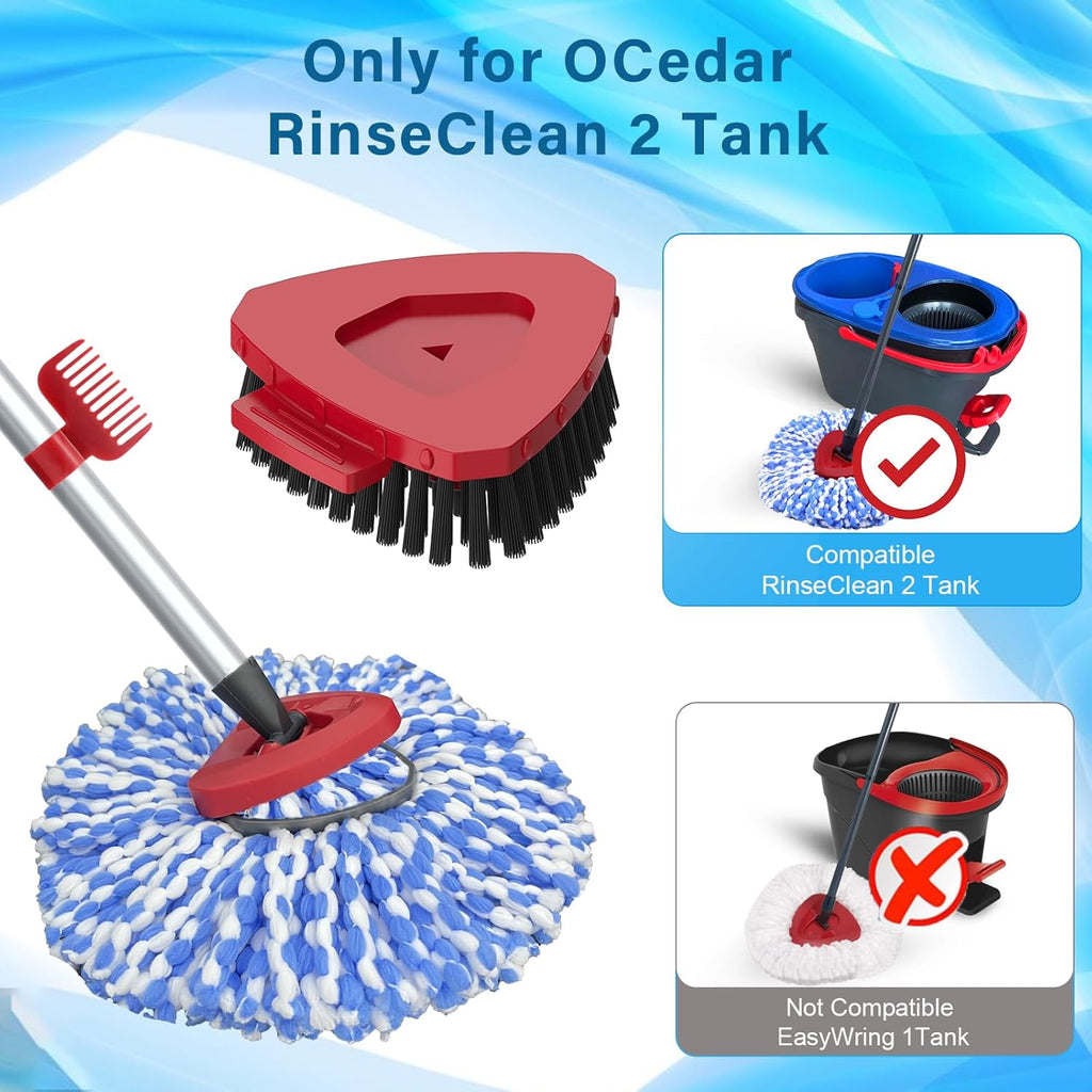 2 Pack Spin Mop Heads Replacement Compatible with O Cedar RinseClean 2 Tank, Upgraded Scrub Brush,4