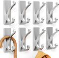 8-Pack Adhesive Wall Hook for Towel/Coat - Extra Sticky 10LB Stainless, Stick on Hanger for Bath or