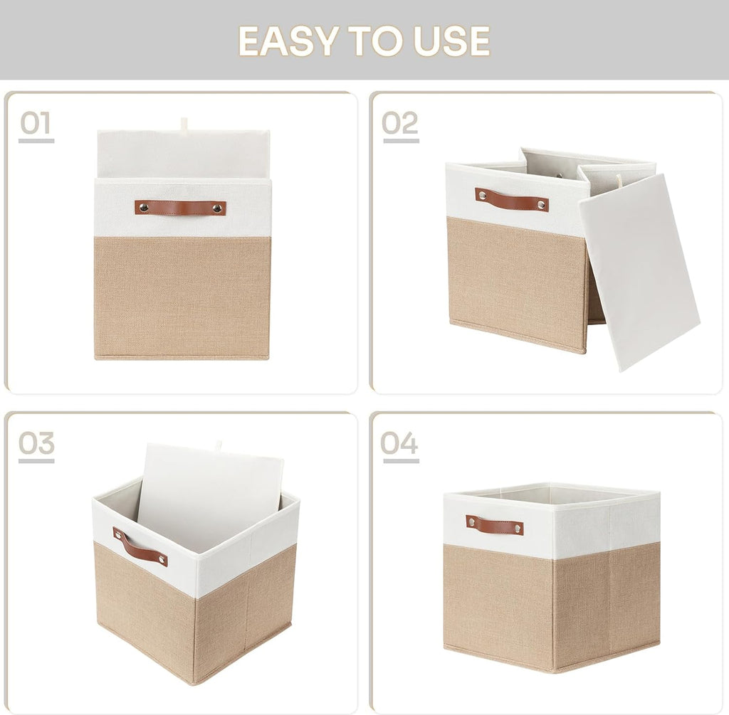 HNZIGE Fabric Storage Baskets Cubes Bins for Shelves, 11 x11 Foldable Storage Bins, Decorative