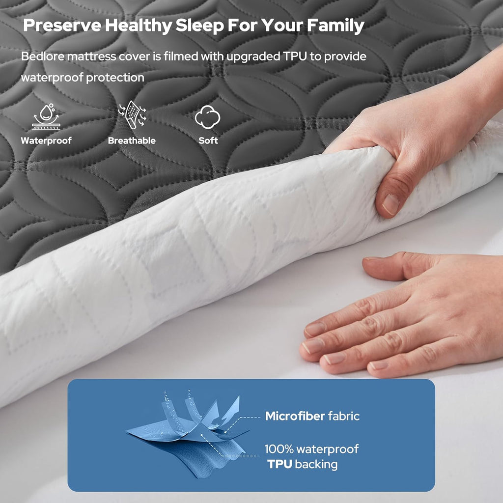 BEDLORE Waterproof Mattress Protector, California King Size Mattress Pad with Deep Pocket 6"-18"