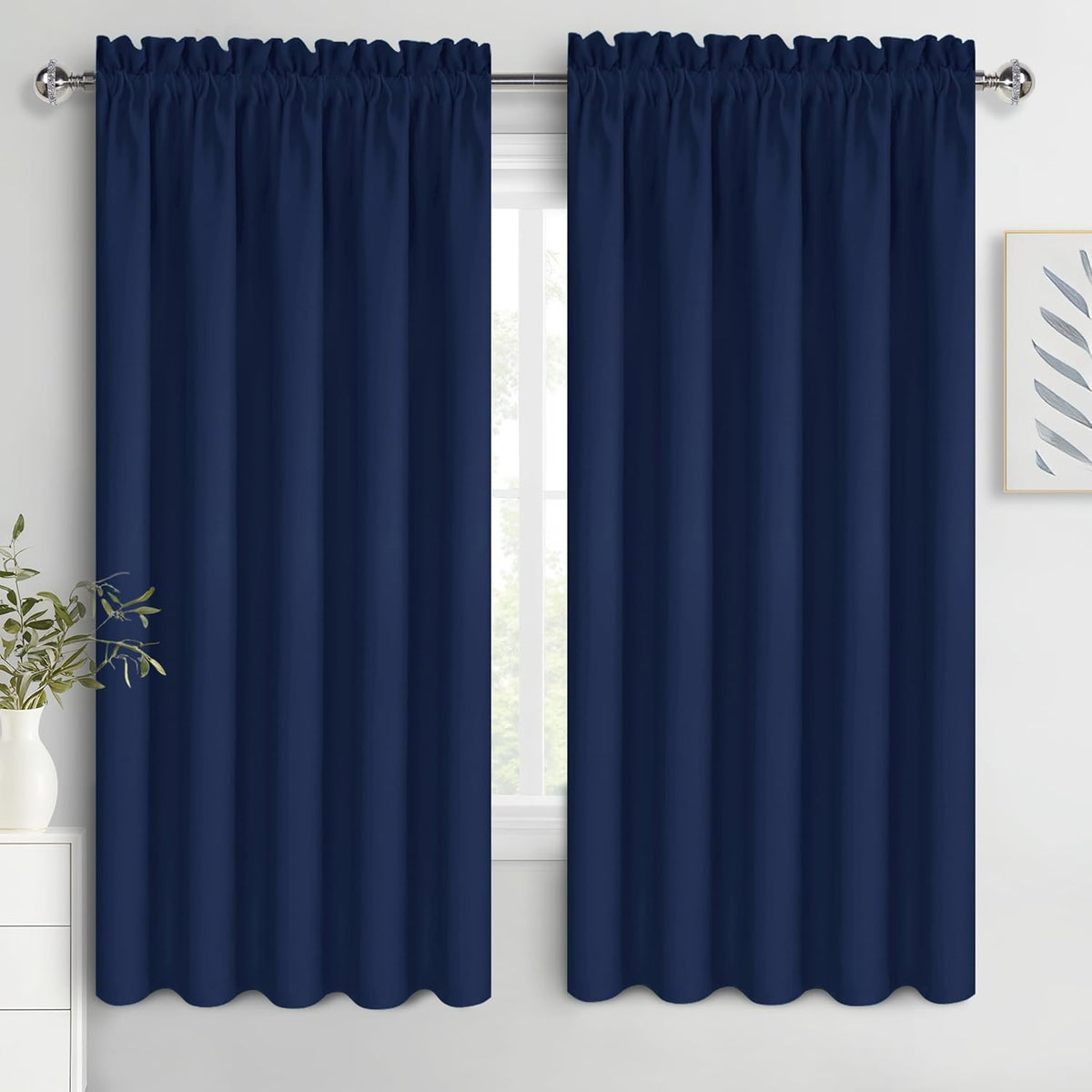 DWCN Bedroom Blackout Curtains 60 x 63 Inches Length 2 Panels Set, Solid Thermal Insulated Energy