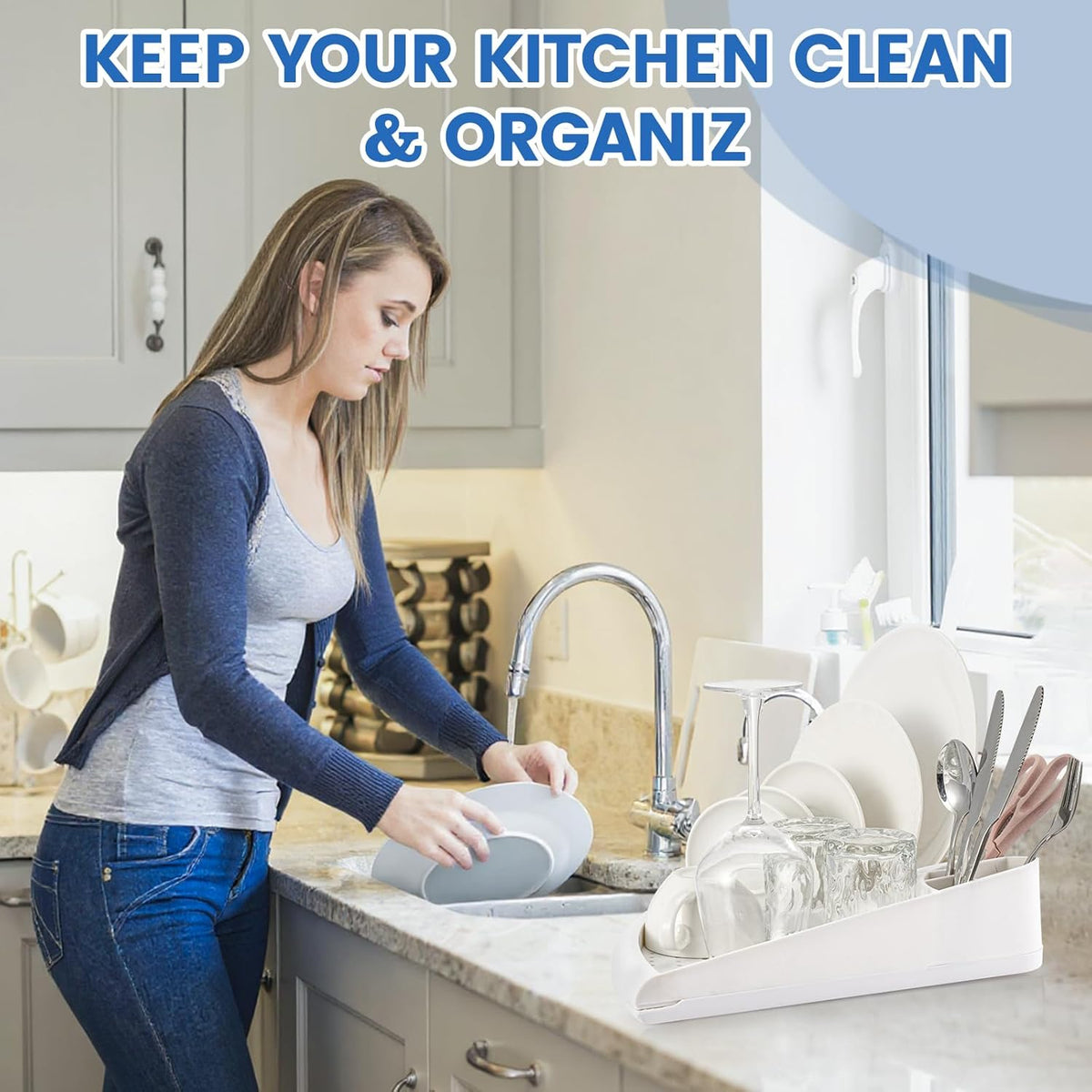 Dish Drying Rack - Plastic Corner Kitchen Dish Drying Rack,Multipurpose Sink Counter Storage Rack