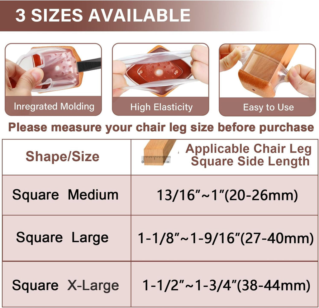 Chair Leg Floor Protectors Square Chair Leg Protectors for Hardwood Floors Silicone Caps Felt