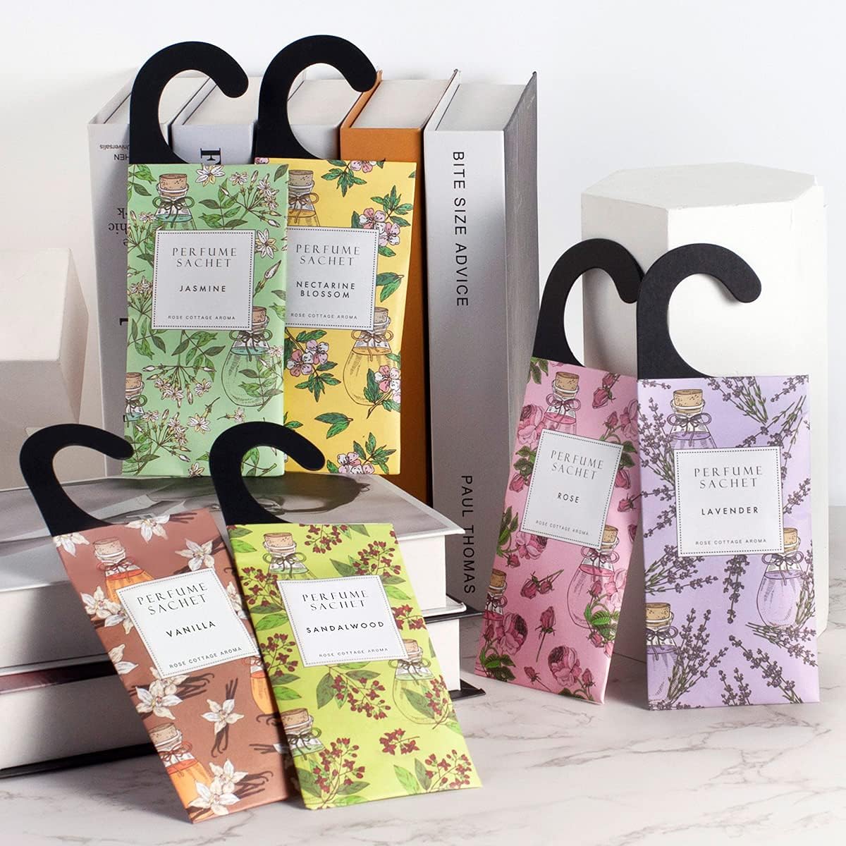 ROSE COTTAGE Large 12 Packs Jasmine Hanging Closet Deodorizer Air Freshener Long Lasting Scented