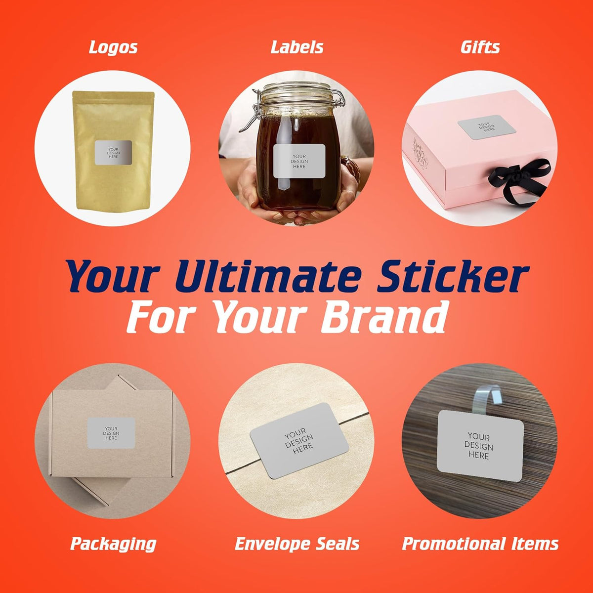 100 Custom Vinyl Stickers - Upload Your own Image, Text, Design, Logo - Personalized Logo Labels