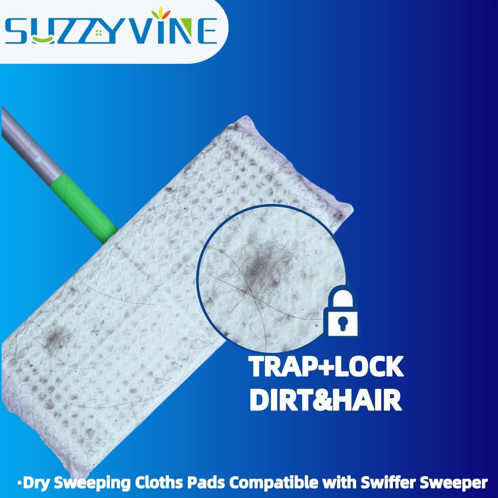 SUZZYVINE Dry Sweeping Cloths Dry Pads Refills 80 Count Dry Mop Refills for Floor Mopping and