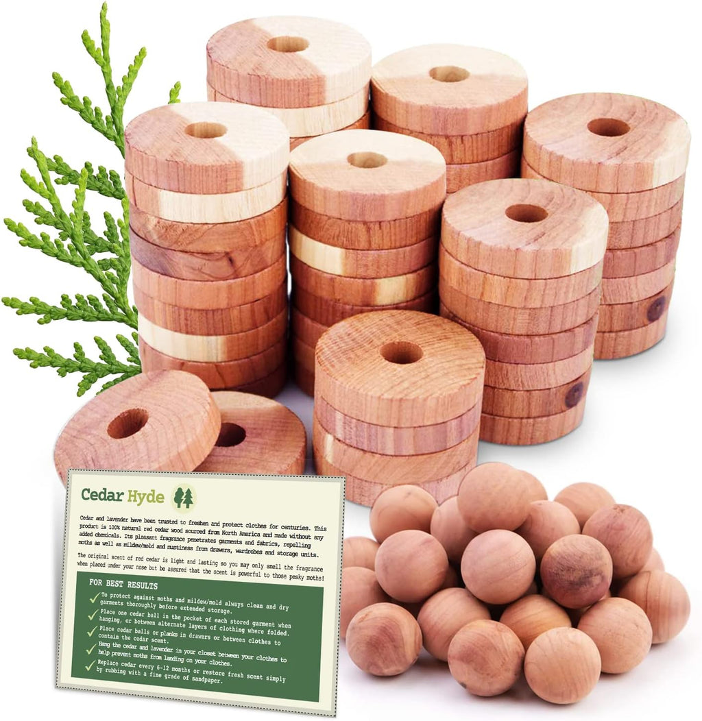 Cedar Blocks for Clothes Storage | Cedar Balls & Rings | Dresser Drawer Freshener Odor Eliminator |