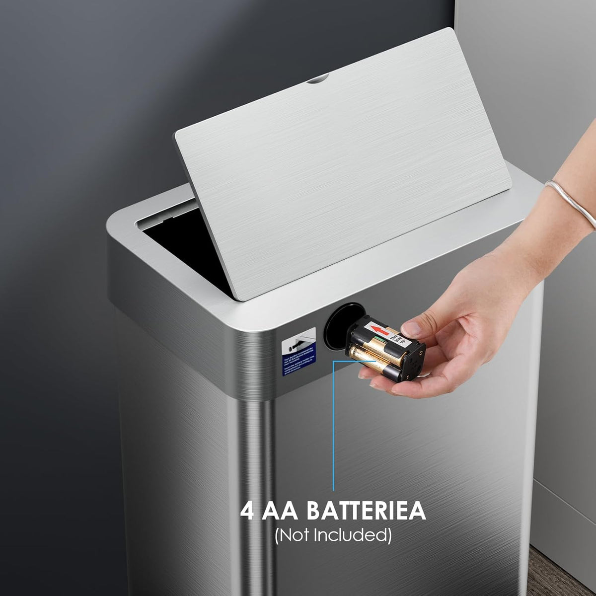TLSUNNY 13.2 Gallon Motion Sensor Trash Can,Touchless Automatic Garbage Can,Brushed Stainless Steel
