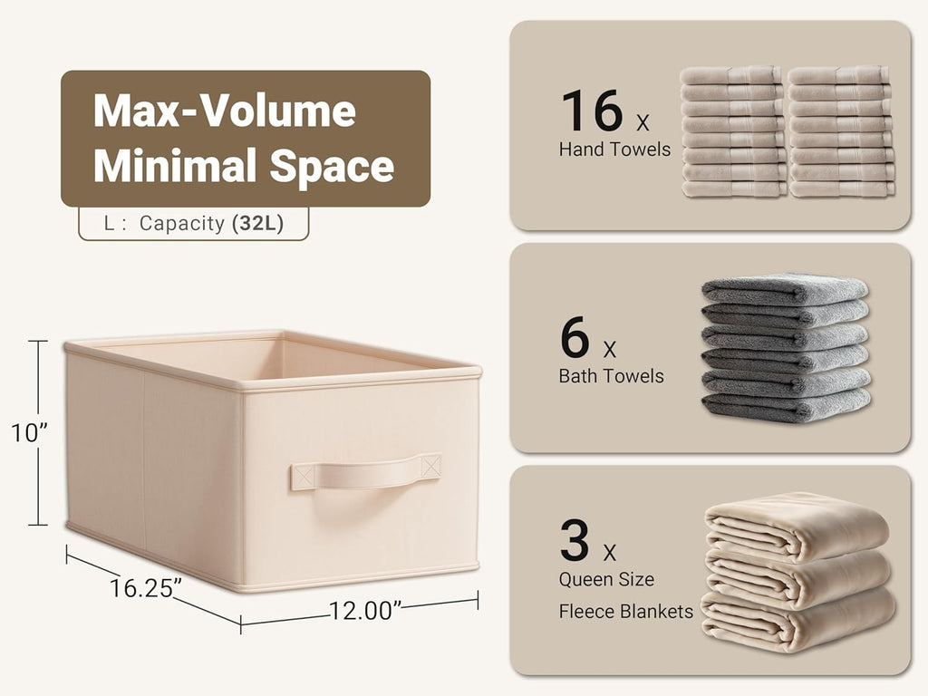 Storage Bins, Fabric Satin Storage Baskets for Shelves, 16.25" L*12" W*10" H Collapsible Storage
