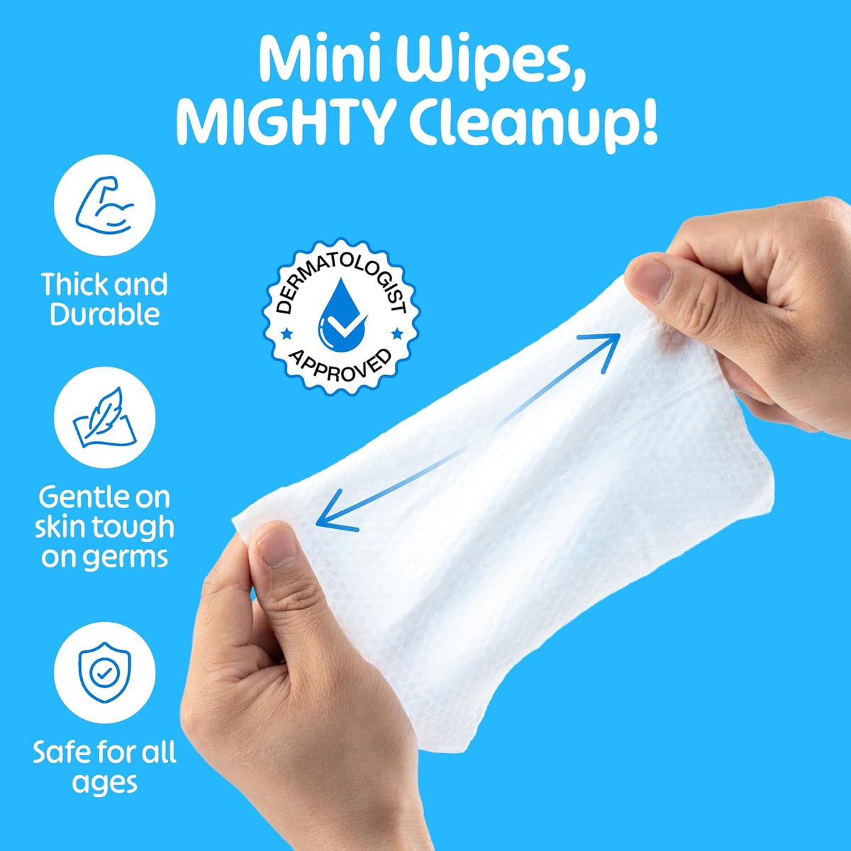 Fomin Mini Hand Sanitizer Wipes 16 Pack (8 Count) - Fragrance Free Mini Wet Wipe - pH Balanced