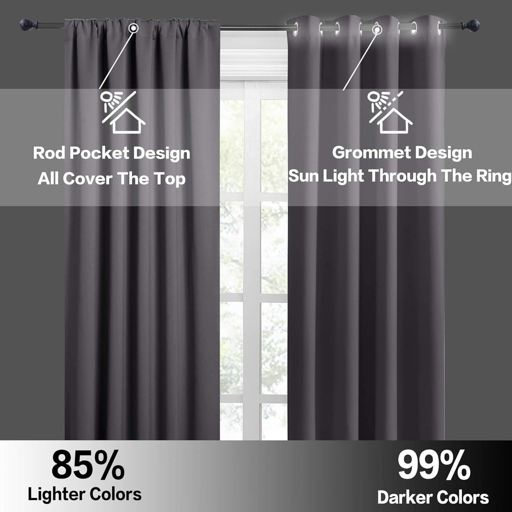 RYB HOME Short Curtains Gray Half Window Curtains for Bedroom, Privacy Curtain Tiers for Windows