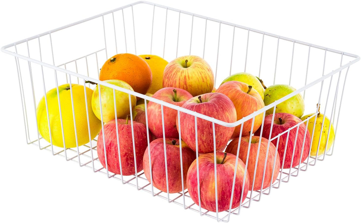 16" L x 12" W Wider Freezer Storage Organizer Baskets Container, Metal Wire Chest Upright