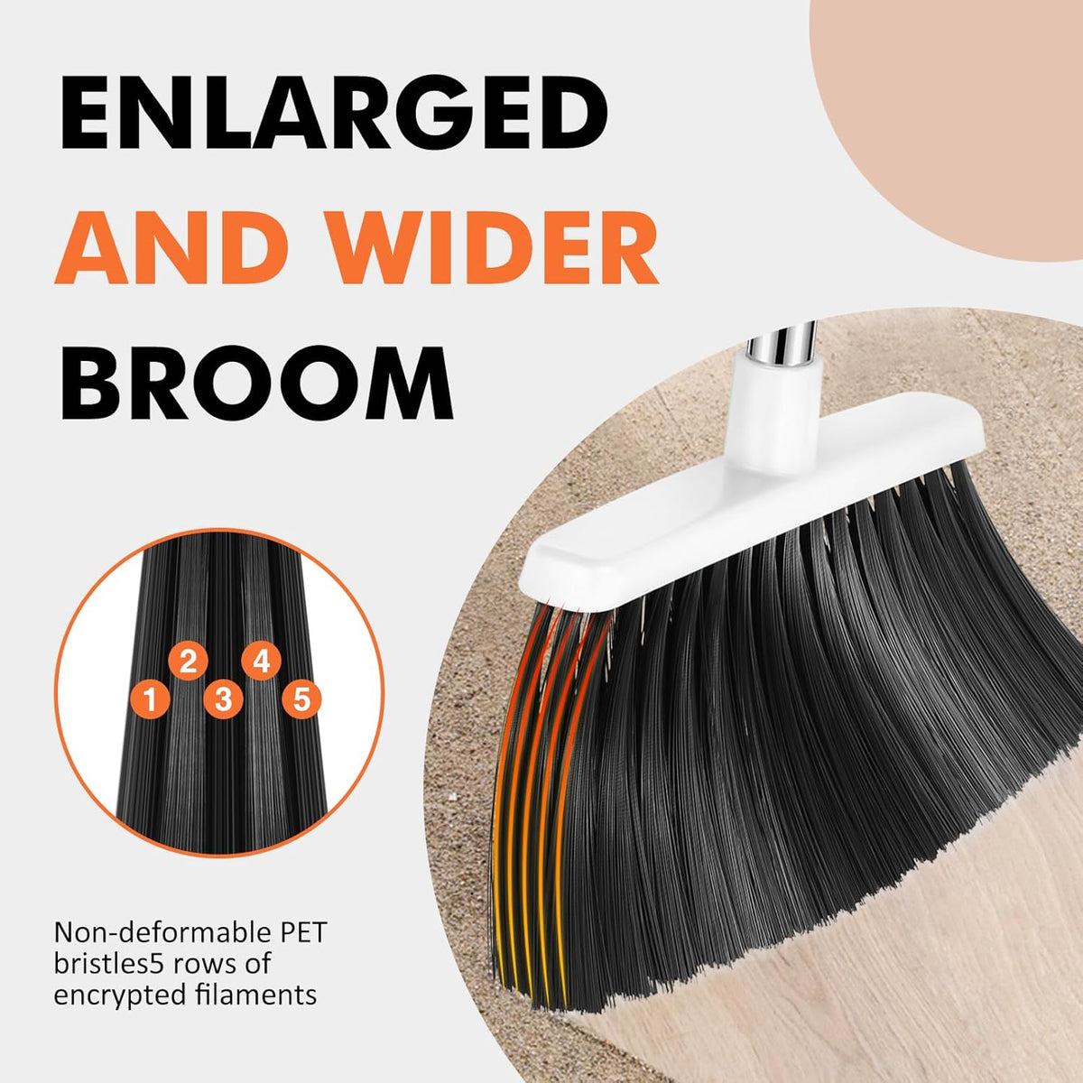 NACENA Heavy Duty Broom, 55 Inch Long Handle Outdoor Large Angle Brooms, Commercial Broom for