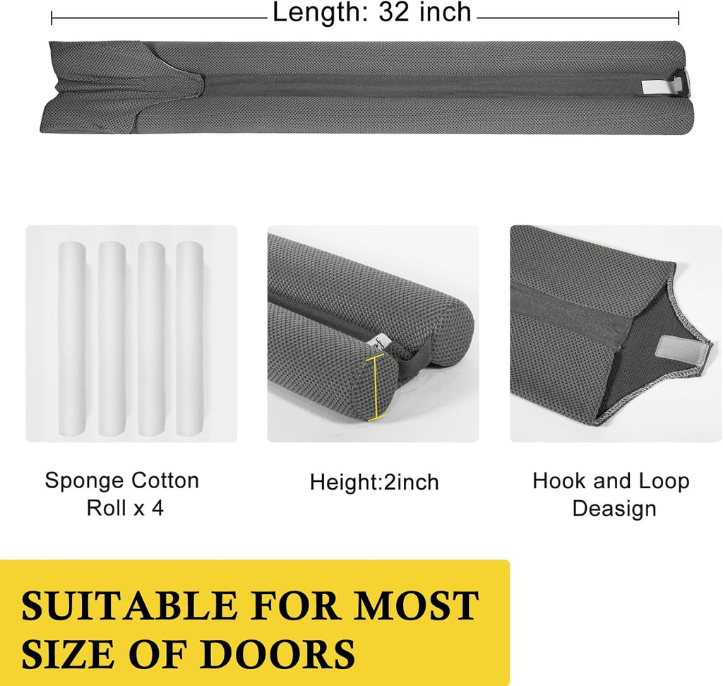 fowong Under Door Draft Stopper 32 Inch Adjustable Draft Stopper for Bottom of Door, Soundproof