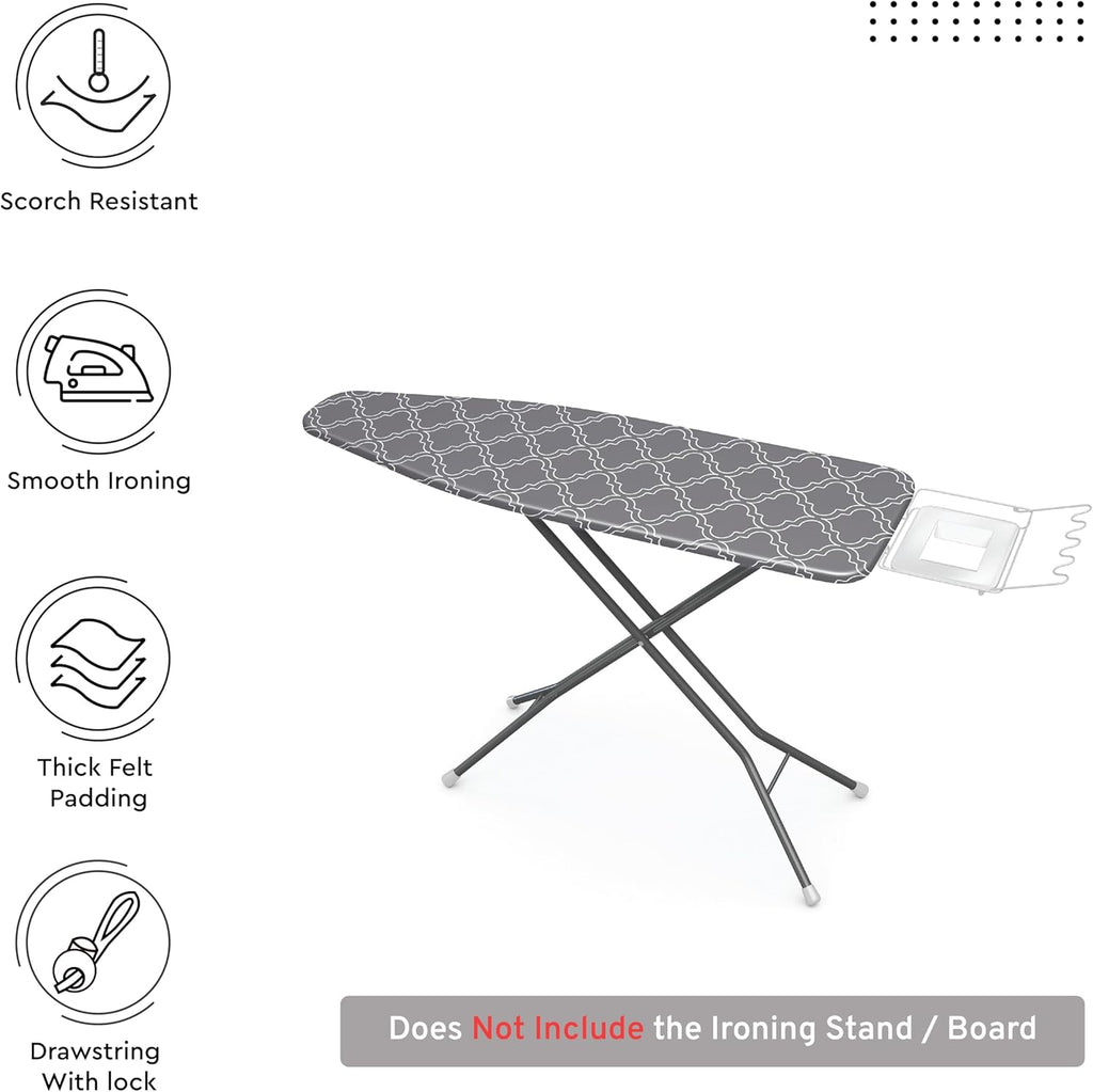 Encasa Ironing Board Covers (44 x 13.5 inch) Drawstring Tightening with Thick 3 mm Felt Padding