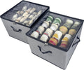 Shoe Organizer Box 2 Pack, Shoe Storage Organizer with Clear Cover, Adjustable Dividers Fits 16-32