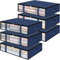 StorageRight Under Bed Storage Bins, 6-Pack 40L Foldable Fabric Storage Bags with Transparent