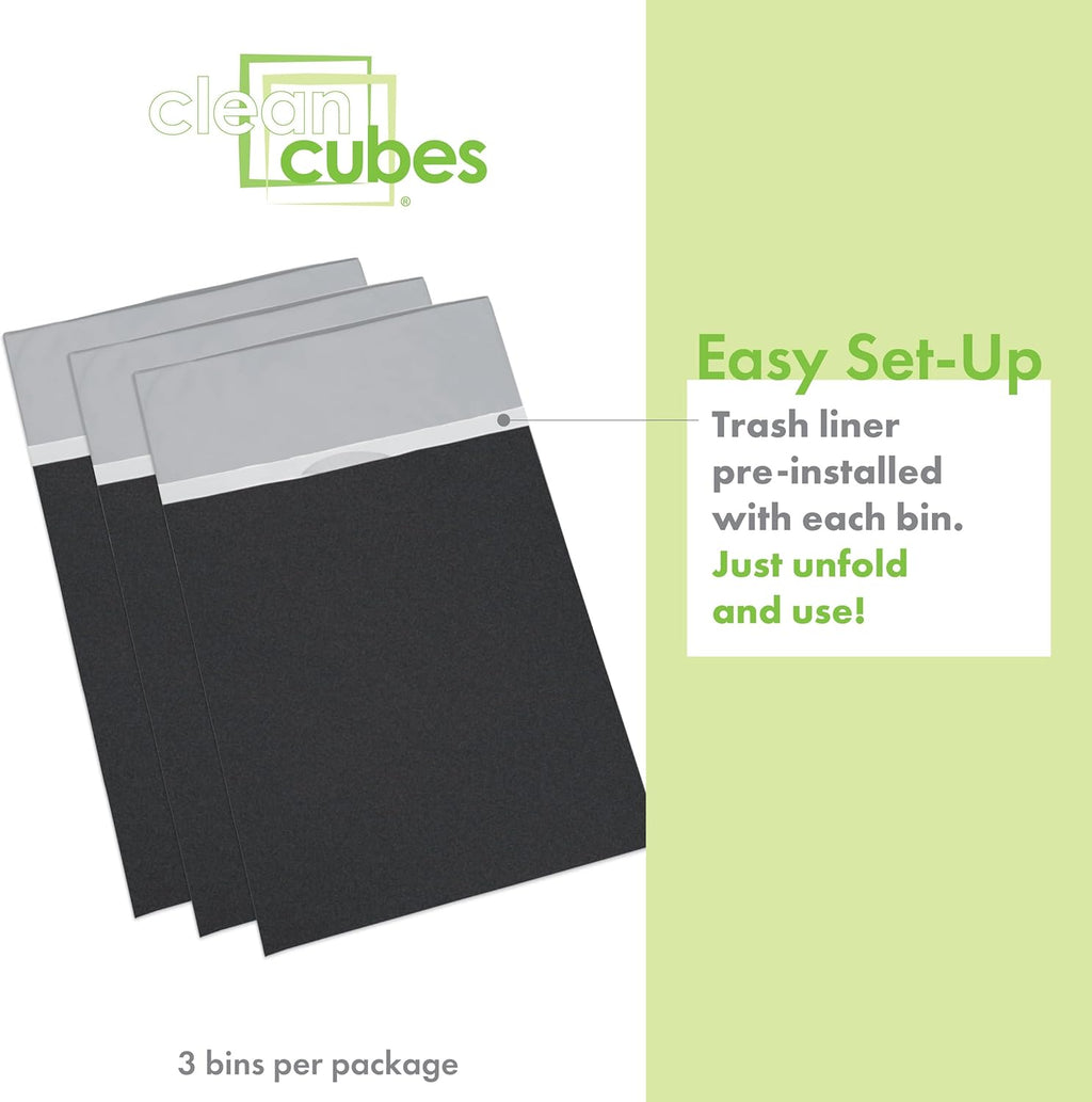 30 Gallon Disposable Pop-Up Trash Cans (3-Pack) with Fitted Bags – Foldable Garbage & Recycling