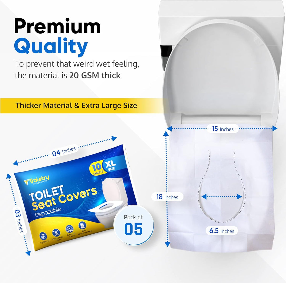 Toilet Seat Covers Disposable Flushable Travel Pack of 50 XL-Disposable Toilet Seat