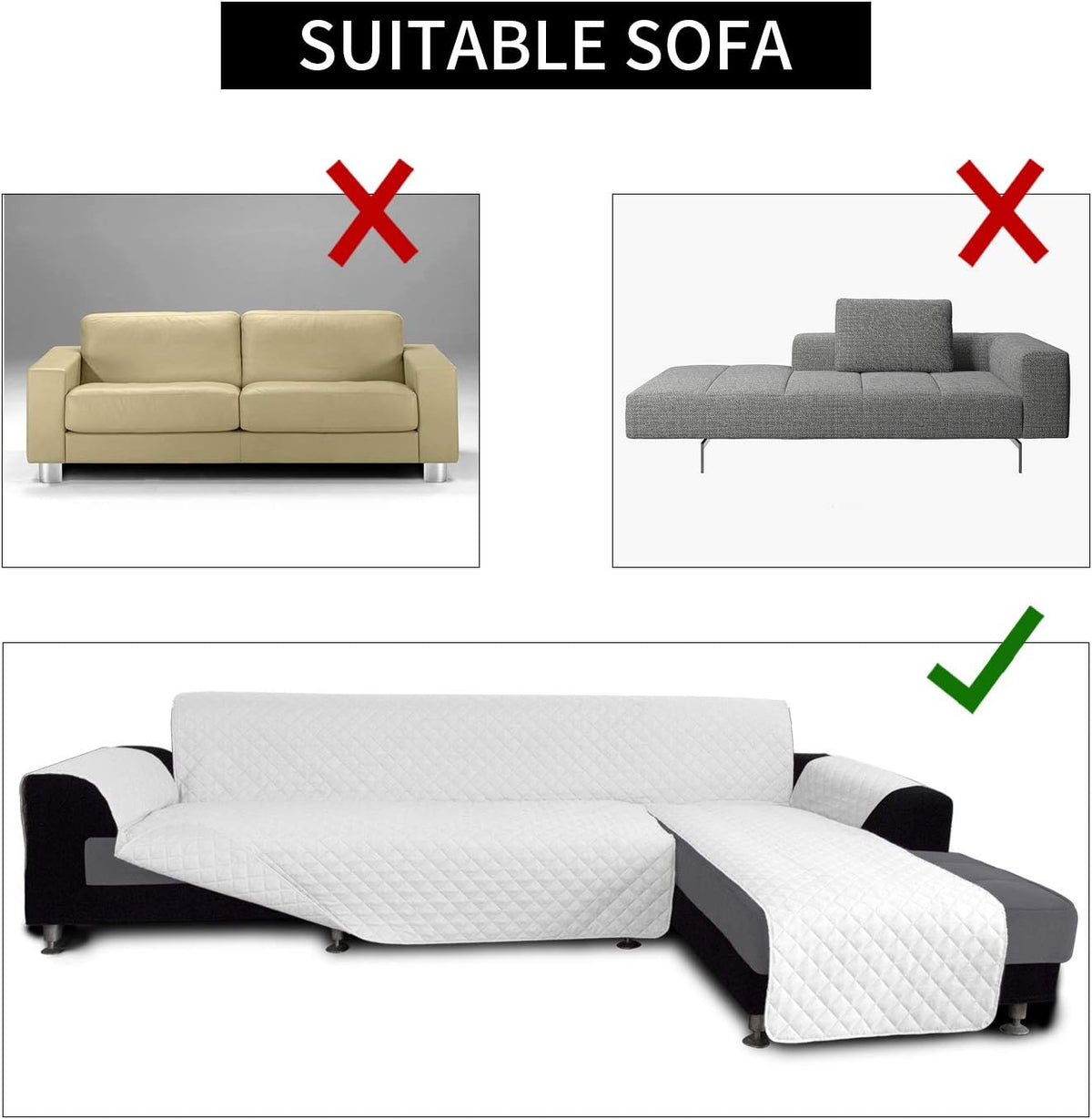 Easy-Going L Shape Sofa Slipcover - Sectional Couch Cover with Chaise & Reversible Sofa Cover for