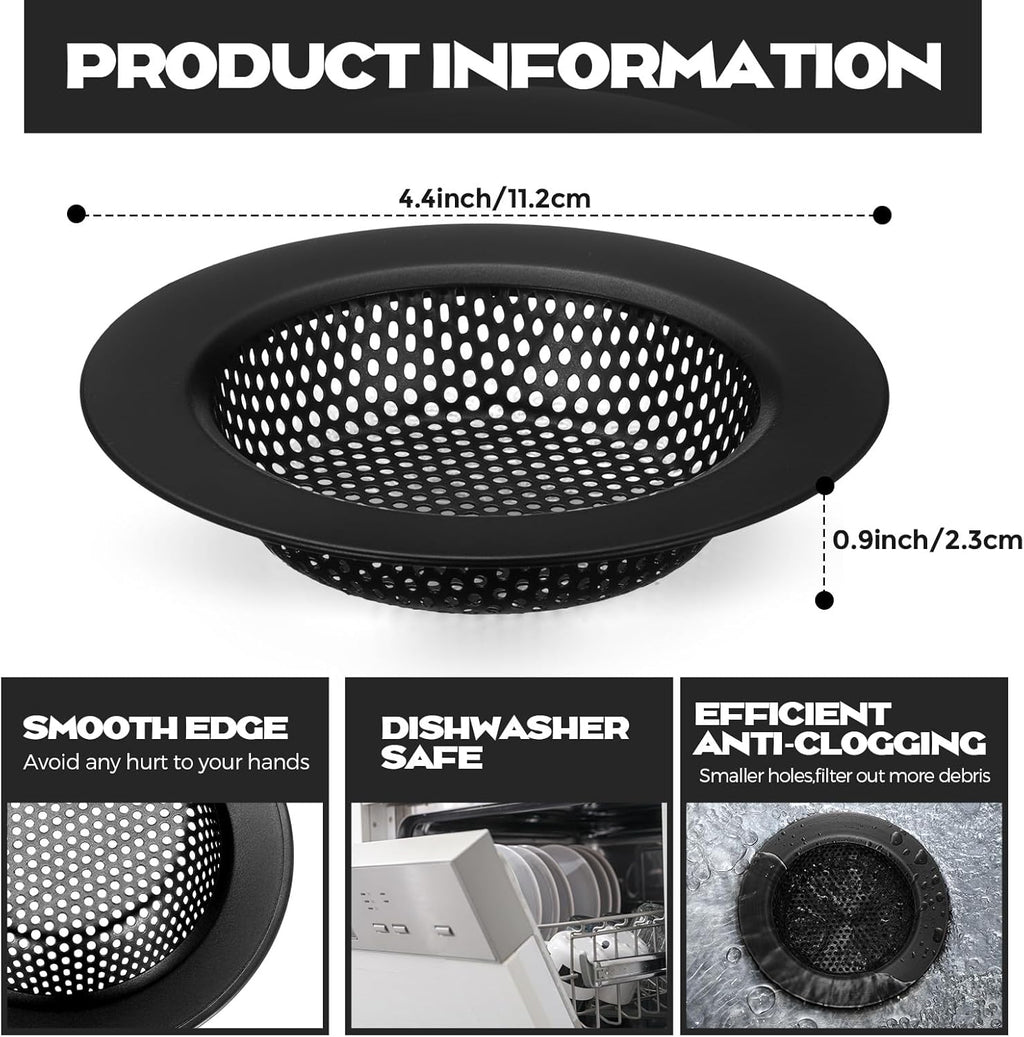 Retisee 2 Pcs Sink Strainer Stainless Steel Kitchen Sink Drain Strainer Basket Cover Mesh Hair Food