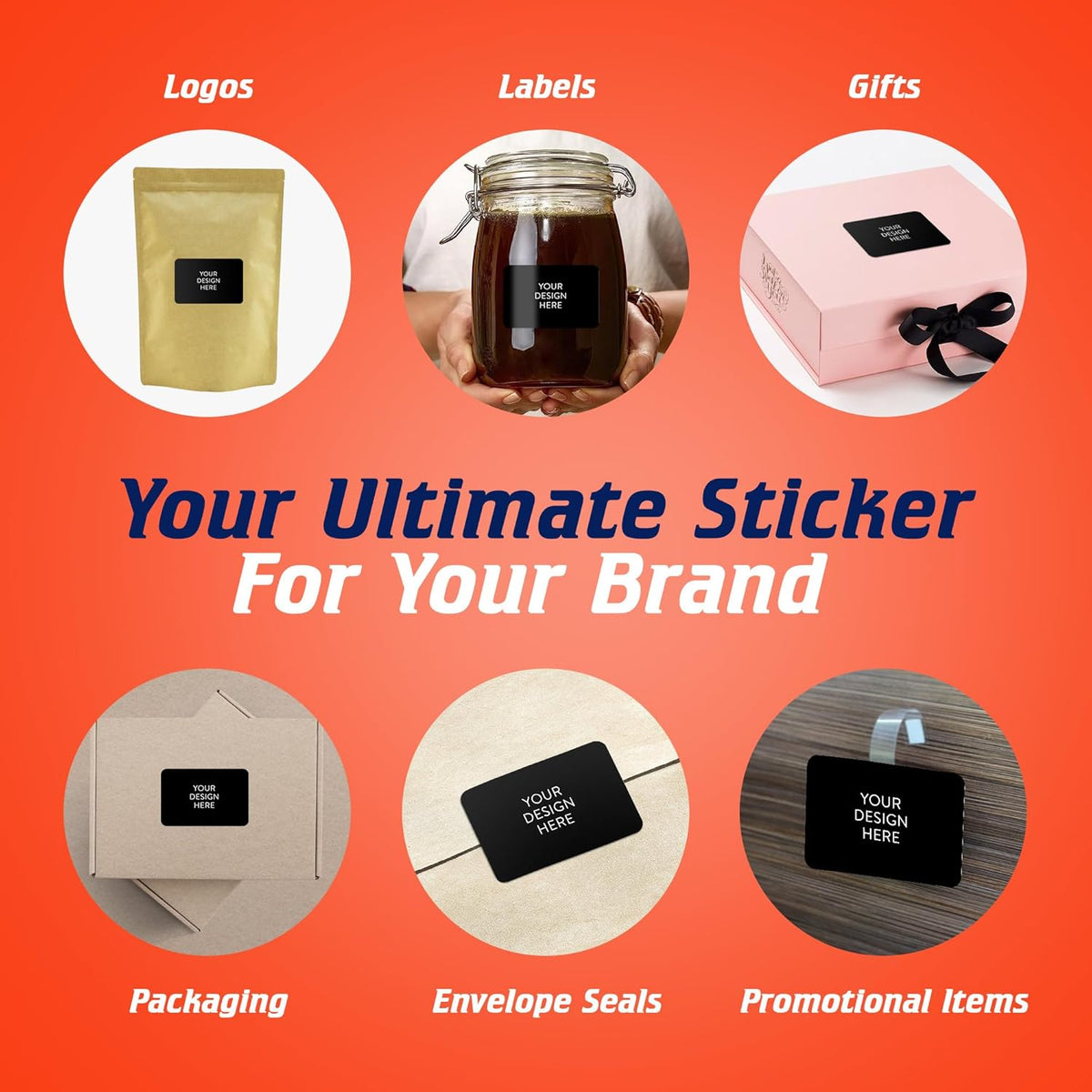 5-1000 Custom Vinyl Stickers - Upload Your own Image, Text, Design, Logo - Personalized Logo Labels
