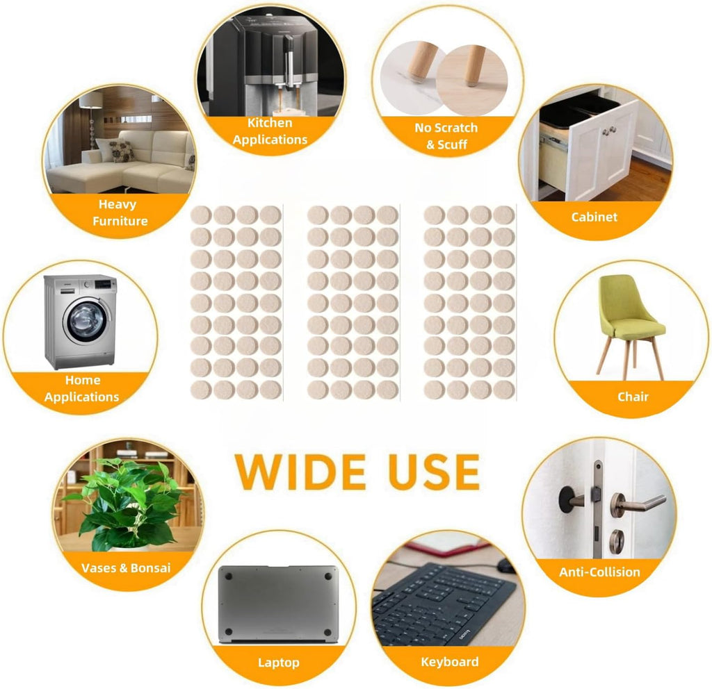 Furnigear Felt Furniture Pads for Hardwood Floors - Self Adhesive Chair Felt Pad, Floor Protector