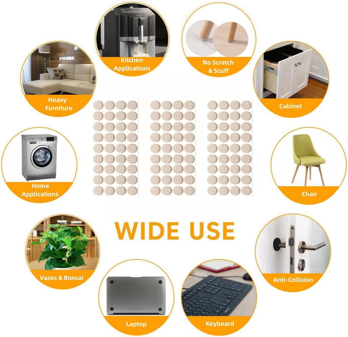 Furnigear Felt Furniture Pads for Hardwood Floors - Self Adhesive Chair Felt Pad, Floor Protector