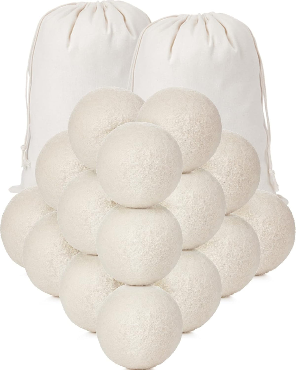 Kenning 26 Pieces Wool Dryer Balls Set, 24 Reusable Dryer Balls with 2 Muslin Bags Fabric Softener