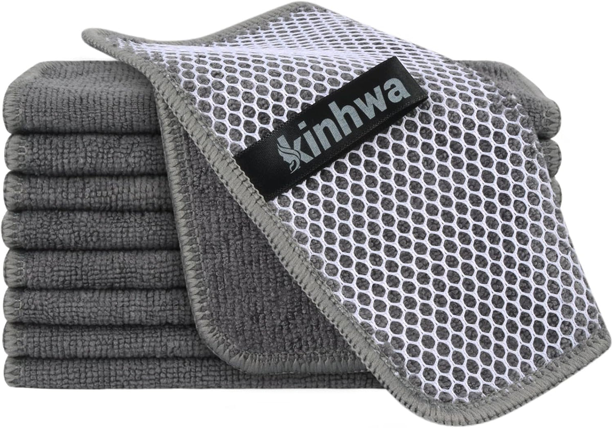 KinHwa Kitchen Washcloths for Dishes Absorbent Microfiber Dish Cloths Quick Dry Dish Rags with Poly