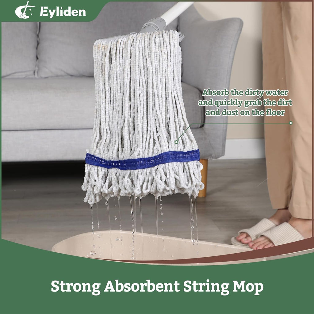 Eyliden 3 Pack Mop Heads Replacement, Universal Commercial Mops for Floor Cleaning, Looped-End