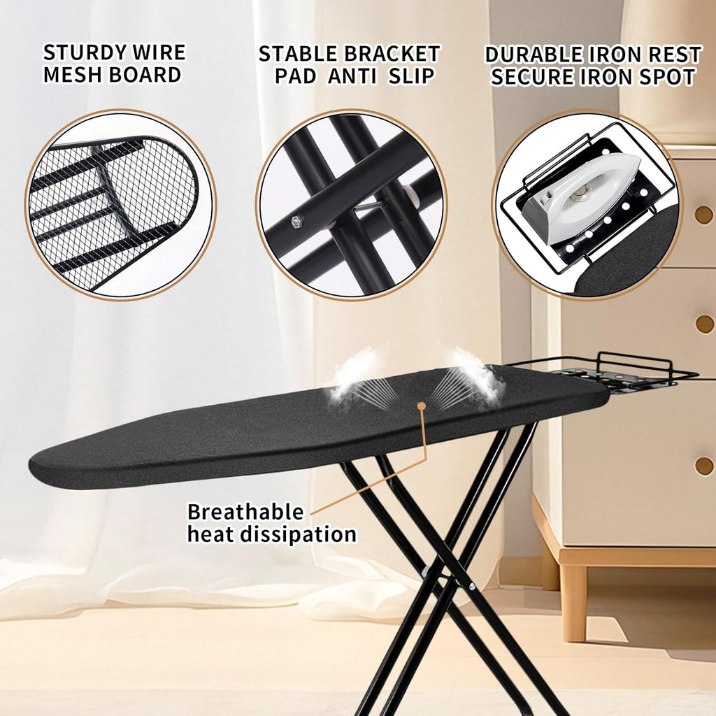 Ironing Board,52x14 Inch Iron Board with Steam Rest, Heavy Duty Metal Frame Legs Ironing Table with