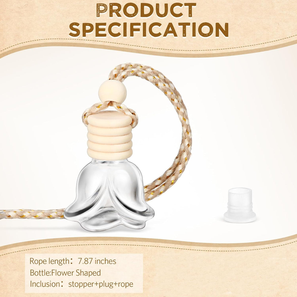 BBTO 50 Pcs Hanging Car Air Freshener Car Diffuser Bottles Empty Glass Perfume Bottle Freshener