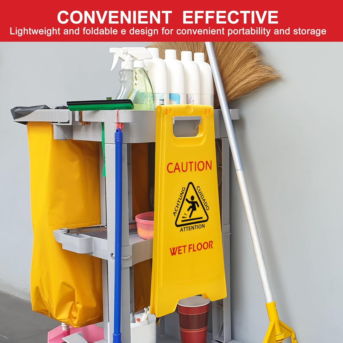 MATTHEW CLEANING 25'' Industrial Wet Floor Sign 12 Pack 2-Sided Safety A-Frame Birght Yellow