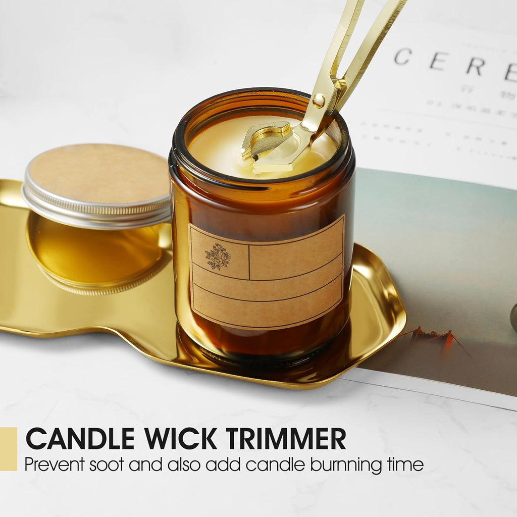 PATOISE 4 in 1 Candle Accessory Set, Wick Trimmer, Candle Snuffer, Wick Scoop,Storage Tray,Perfect