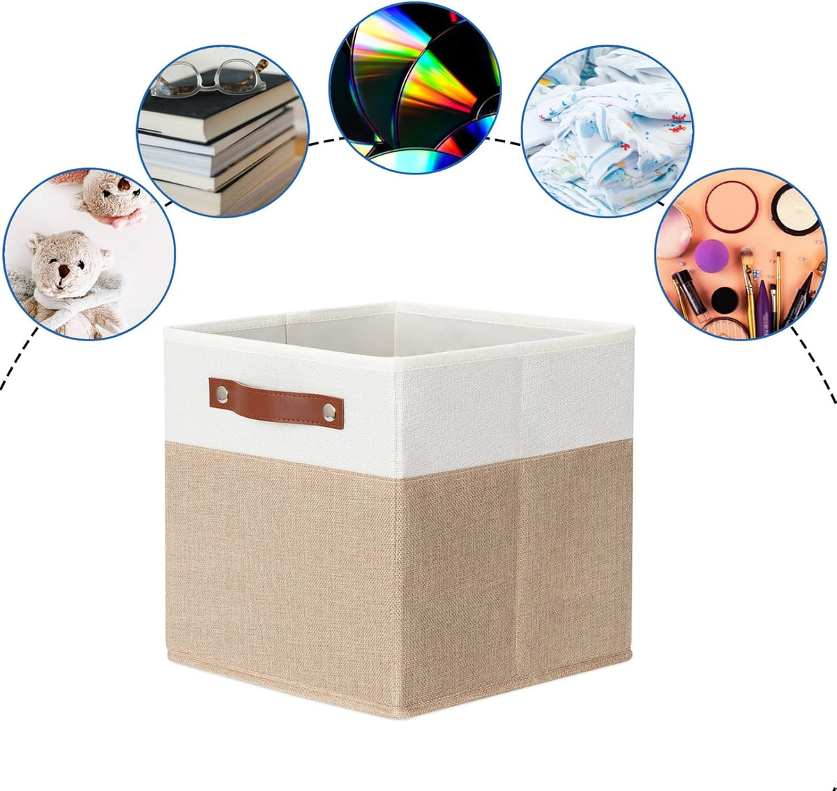 DULLEMELO 11 inch Cube Storage Bins,Fabric Storage Cubes for Organizing,Collapsible Foldable Linen