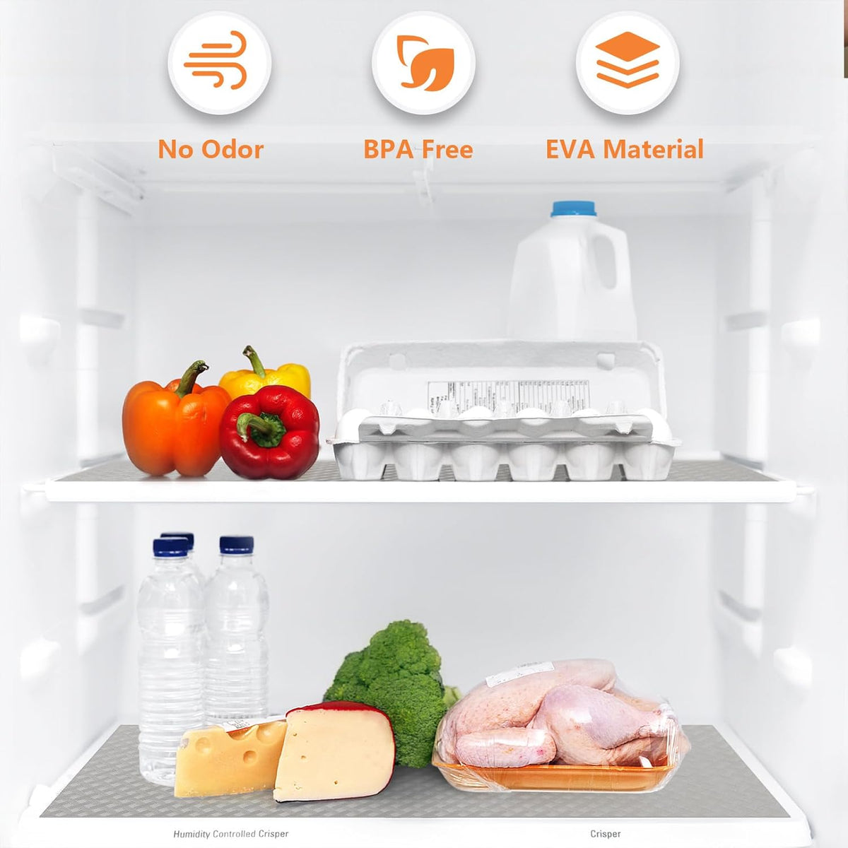 Light Gray Drawer Liners for Kitchen Cabinets Refrigerator Liners Waterproof & Oil-Proof Kitchen