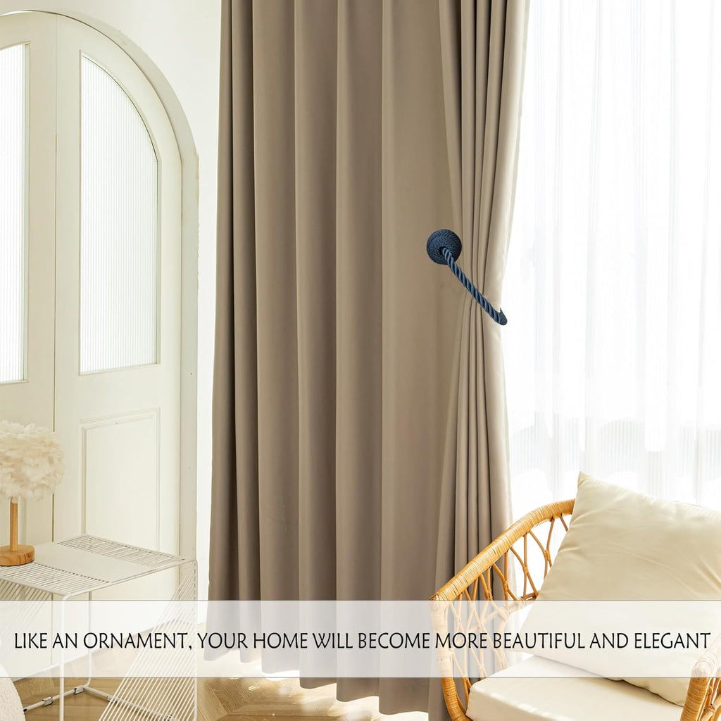 Magnetic Curtain Tiebacks Rope Tie Backs 6 Pack Curtains Holders for Drapes Decorative Window