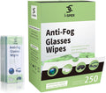 250 Count Anti Fog Lens Wipes for Eyeglasses, Pre-Moistened Individual Wrapped Glasses Wipe Lens
