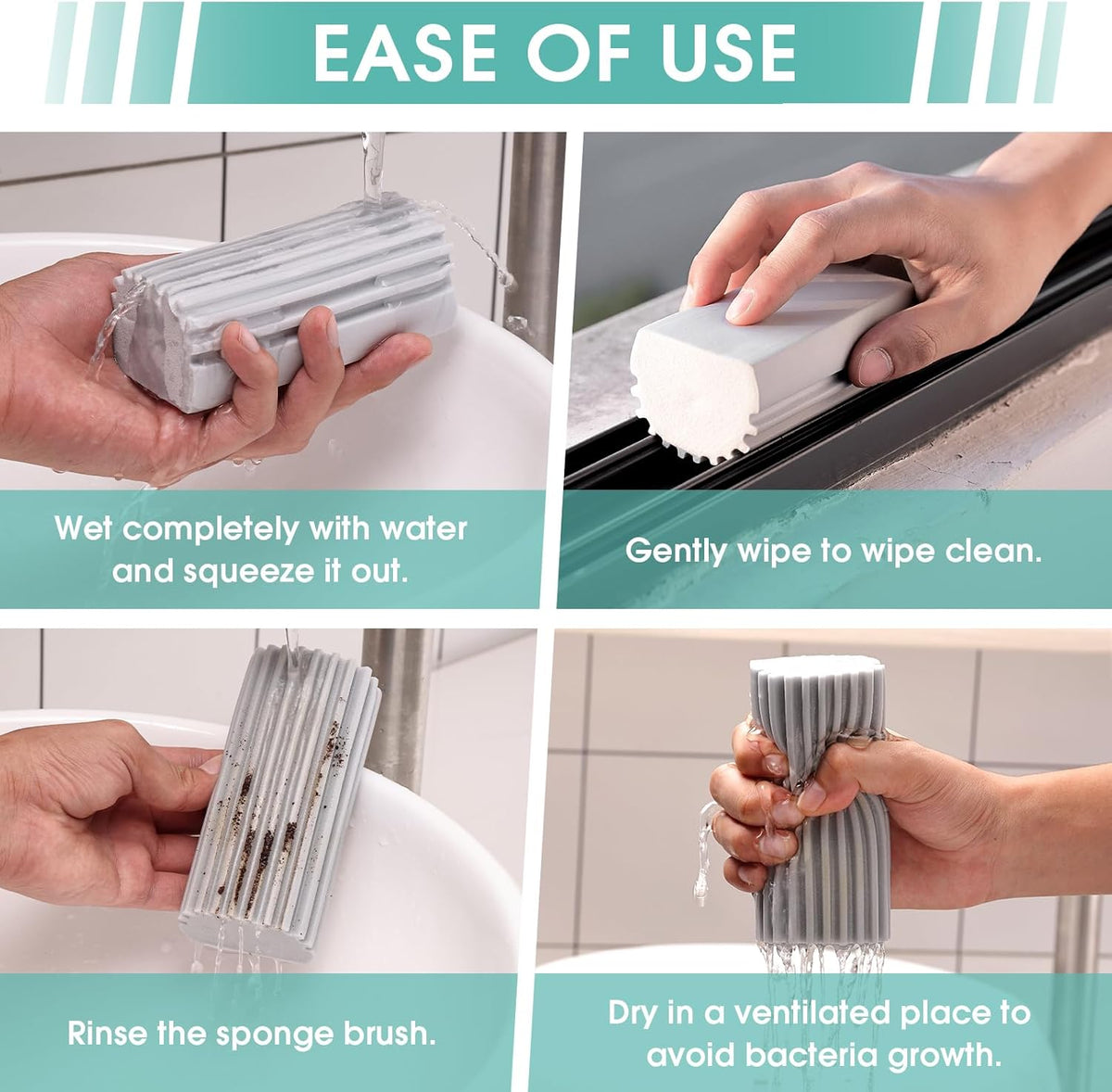 8 Pack Damp Dusting Sponge Duster, Grey Dust Cleaning Sponge, Reusable Household Cleaning Sponge