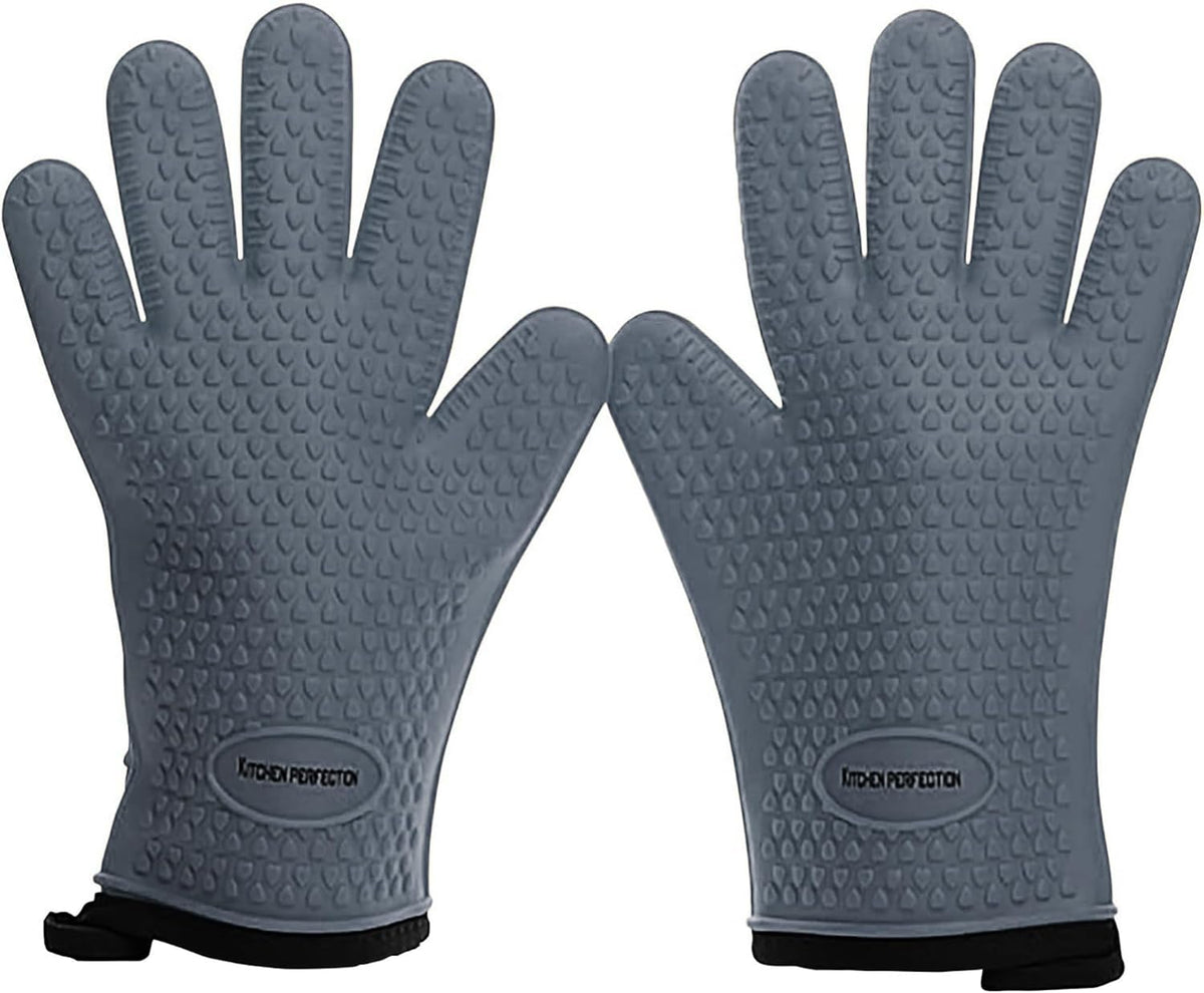 KITCHEN PERFECTION XL Silicone Smoker Oven Gloves for Women -Extreme Heat Resistant BBQ Gloves