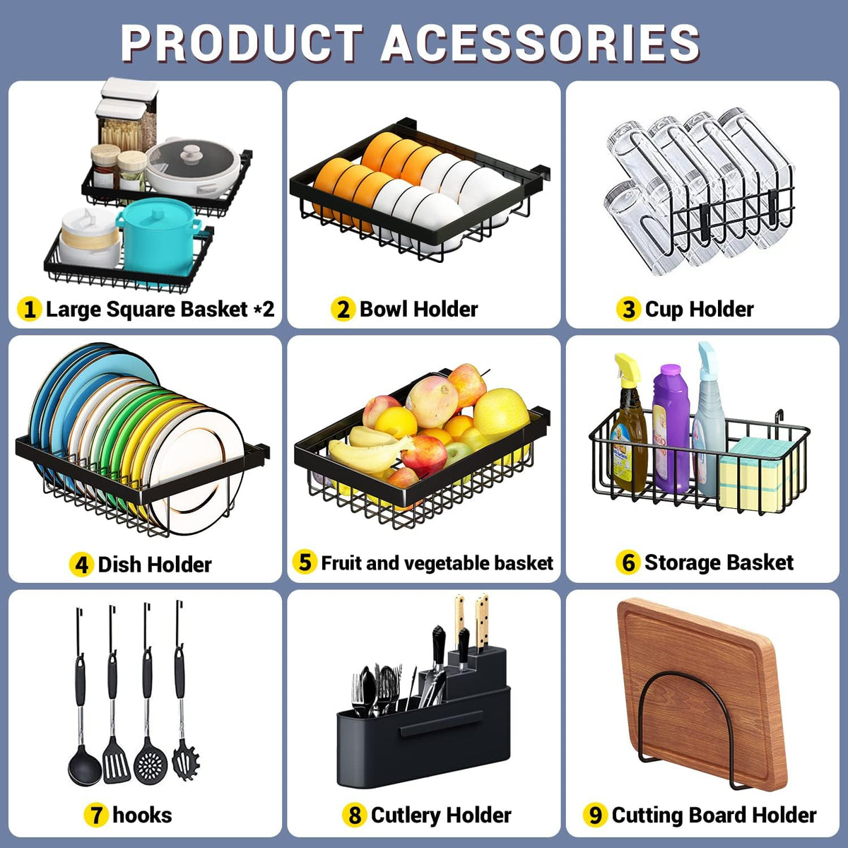 Over Sink Dish Drying Rack (Expandable Height/Length) Snap-On Design Large Dish Drainer Storage